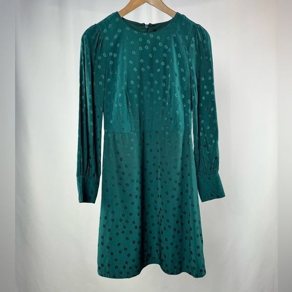 J. Crew Jacquard Floral Dot Shift Dress in Teal Size 00 - Picture 3 of 10